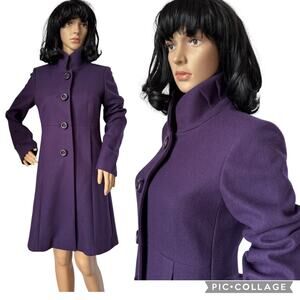 J. Crew Uptown Dress Purple coat pleated stand collar preppy size 2